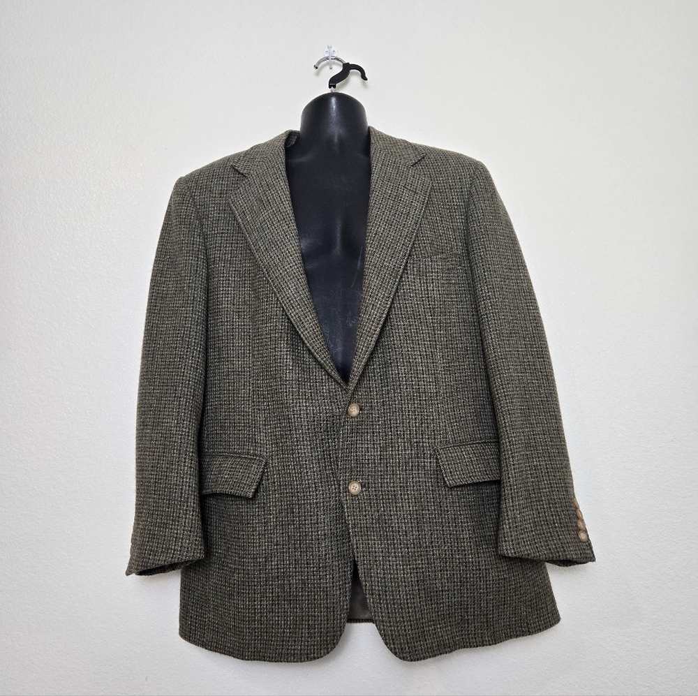 Vintage Polo by Ralph Lauren Houndstooth Wool Blazer‎ Mens 43 R Grandpacore USA